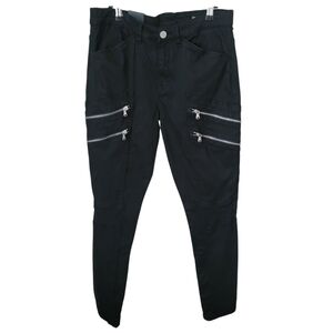 SZ 28 Black Cargo Grunge Goth Punk Biker Moto Pants Skinny in Zip Her Pockets